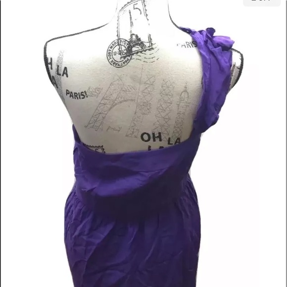 BCBG Generation One Shoulder Pencil Dress Mini Purple  8 - Picture 8 of 9